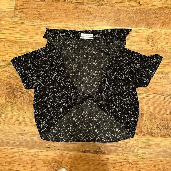 Urban Outfitters Polka Dot Collared Tie Front Crop Top A13 - Picture 1 of 4
